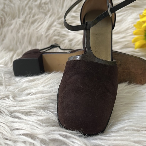 SOLD OUT Authentic Yves Saint Laurent MaryJane Vintage Brown Suede Leather 7 N. - Picture 2 of 15